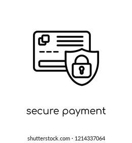 Secure Payment icon. Trendy modern flat linear vector Secure Payment icon on white background from thin line Internet Security and Networking collection, editable outline stroke vector illustration