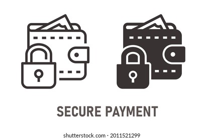 Icono de pago seguro. Ilustración vectorial aislada en blanco.