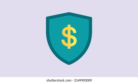 Secure payment icon vector illustration. shield with dollar symbol flat vector icon. Money security symbol.