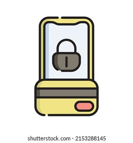 Secure Payment Icon Vector Illustration. Flat Outline Cartoon. Shopping and Ecommerce Icon Concept Isolated Premium Vector