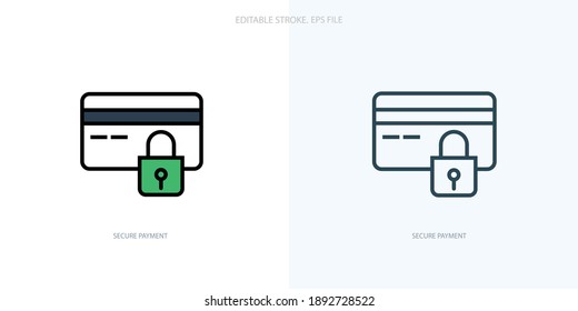 Secure payment icon for your website, logo, app, UI, product print. Secure payment concept flat Silhouette vector illustration icon. Editable stroke icons set