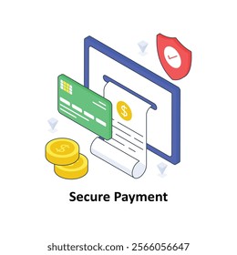 Secure Payment isometric Colored illustration. EPS File stock illustration