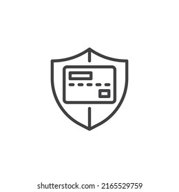 Secure payment line icon. linear style sign for mobile concept and web design. Credit card and shield outline vector icon. Symbol, logo illustration. Vector graphics