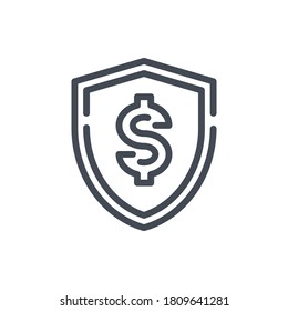 Secure Payment line icon. Shield with Dollar vector outline sign.