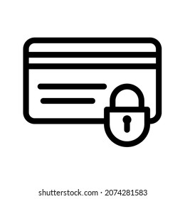 tarjeta de crédito de bloqueo de pagos segura icono aislado único con estilo de esquema