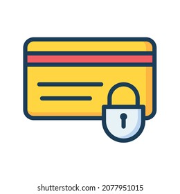tarjeta de crédito de bloqueo de pagos segura icono aislado único con estilo de línea rellena