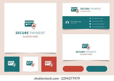 Secure payment logo design with editable slogan. Branding book and business card template.