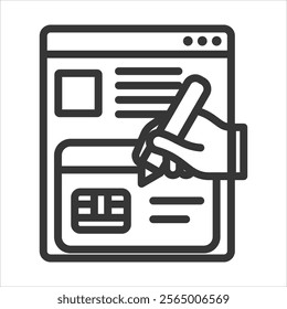 Secure Payment Page Design Outline Icon Vector Illustration