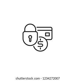 secure payment, safety shopping thin line icon on white background