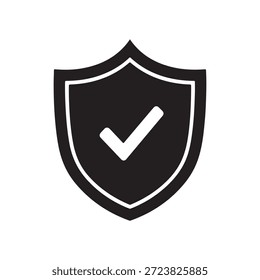 Secure payment shield icon in black vector style a digital silhouette