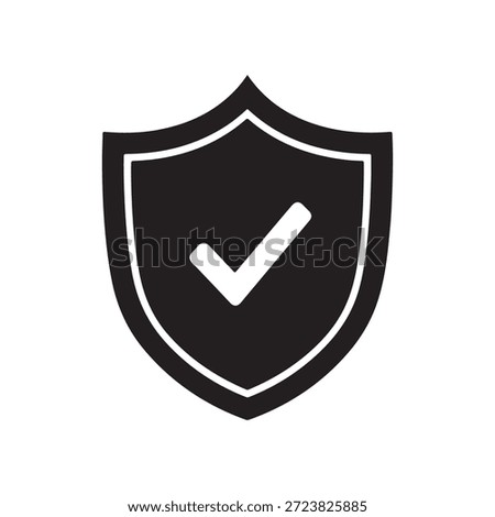 Secure payment shield icon in black vector style a digital silhouette