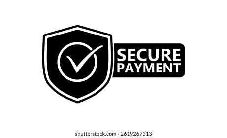 secure payment sign, black isolated silhouette 