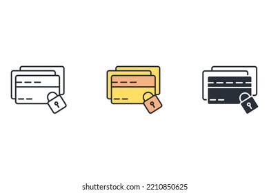 iconos de línea delgada de pago seguro. Ilustración vectorial aislada en blanco. Trazo editable.