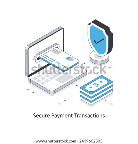 Secure payment transactions isometric stock illustration. EPS File stock illustration.