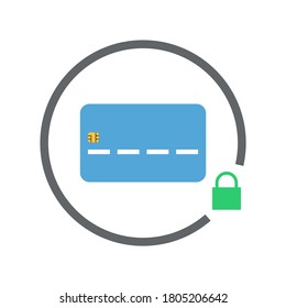 Vector de pago seguro. Icono de tarjeta de crédito. Tecnología y concepto de negocios. Ilustración plana sobre fondo blanco.