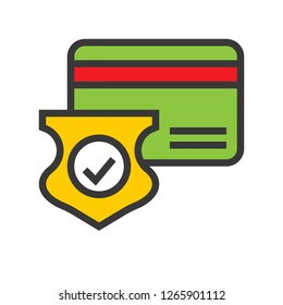 Secure payment vector, Online shopping filled design icon editable outline