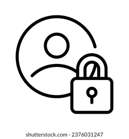 Secure person with padlock, editable vector illustration