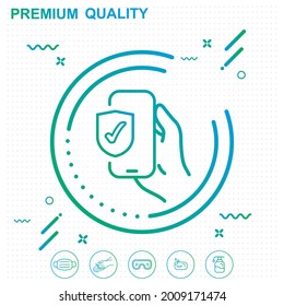 secure in phone icon illustration - modern design