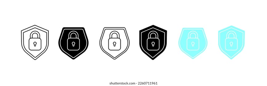 seguro, privacidad e icono privado. Bloquear colección de iconos. Símbolo de seguridad plano. Ilustración vectorial.	