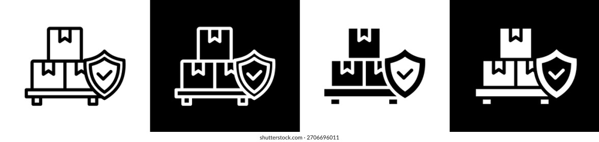 Secure Product icon Set In Black And White Filled Style Collection