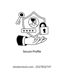 Ilustração do estilo de conceitos do Secure Profile. Arquivo EPS 10