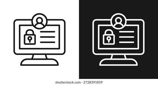Icono De Perfil Seguro En Estilo De Línea En Blanco Y Negro