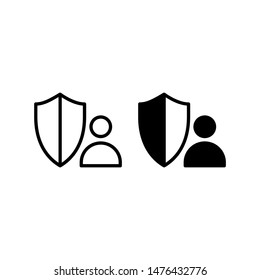 Secure profile icon. With outline and glyph style