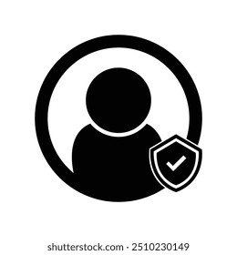Ícone de perfil seguro ou símbolos vetor preto conceito de design.