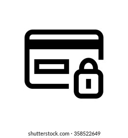 Secure, protected credit card, lock line icon. Pixel perfect fully editable vector icon suitable for websites, info graphics and print media.