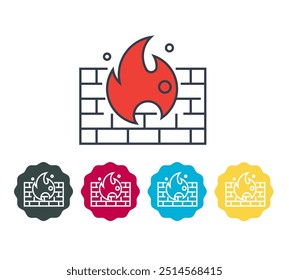 Protección segura - Icono de cortafuegos - Ilustración de stock como archivo EPS 10