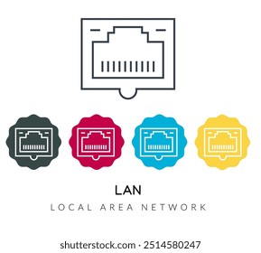 Proteção segura - Rede local - Ícone de LAN - Ilustração de estoque como arquivo EPS 10