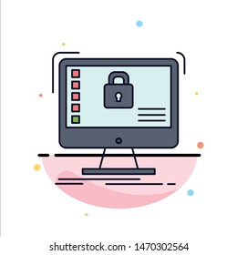 secure, protection, safe, system, data Flat Color Icon Vector. Vector Icon Template background