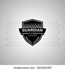 Secure and protection safety shield logo icon symbol for security company with hexagon honeycomb pattern