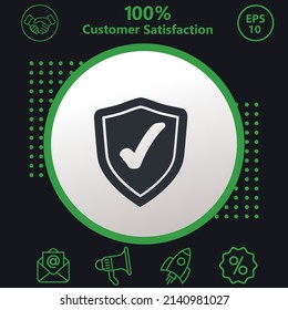 secure, protection, security and safety icons. Background with a green pattern on a black background. modern design