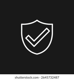 Escudo de protección seguro con el ícono de marca de verificación, símbolo de Vector para seguridad verificada, garantía confiable, garantía de calidad y seguridad de datos