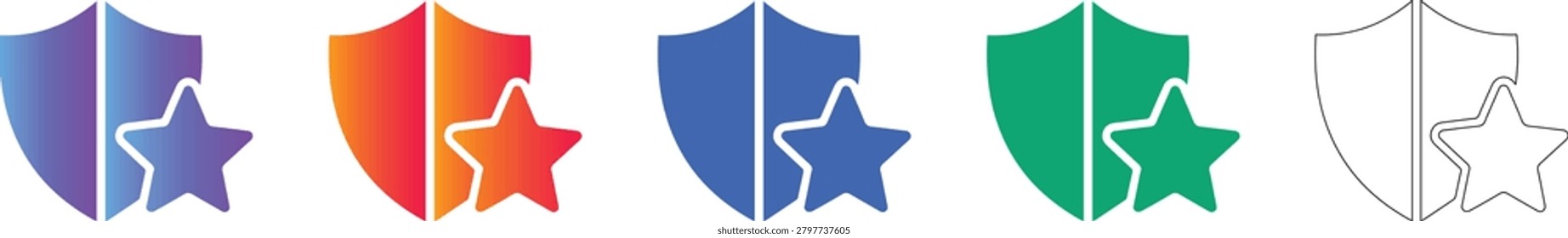 Secure Protection Shield Star Icons vol 446