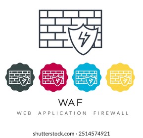 Proteção Segura - Firewall de Aplicativo Web - Ícone WAF - Ilustração de Stock como Arquivo EPS 10