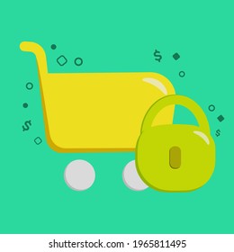 secure purchase Illustration, ecommerce cart