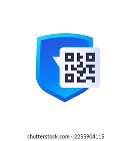 Secure qr code payment vector icon with shield