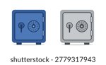 Secure Safe Box Icon. Money Safe box concept. Blue and Black Flat Vector Illustration
