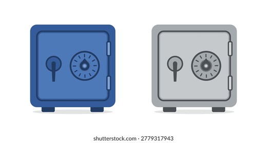 Secure Safe Box Icon. Money Safe box concept. Blue and Black Flat Vector Illustration