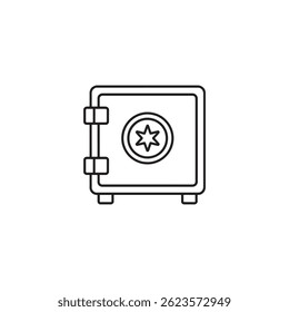 Secure Safe Box Icon Vector Representing Protection, Locking Mechanism, and Financial Security for Digital Artwork Editable Illustration Isolated on a White Background