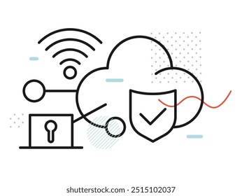 Secure and Safe Cloud Nework - Stock Illustration as EPS 10 File