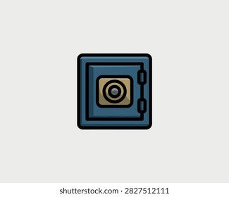 Secure safe with dial for storing valuables. Business and finance concept, object for security, protection, and wealth management, illustration.