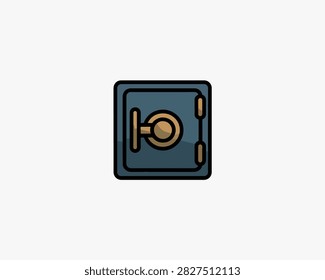 Secure safe with dial for storing valuables. Business and finance concept, object for security, protection, and wealth management, illustration.