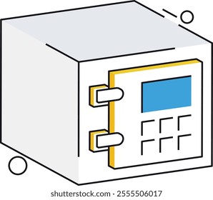 A secure safe icon in isometric design, perfect for illustrating the protected storage of cash and valuables.