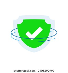 secure and safe, protection with a shield concept illustration flat design vector. modern graphic element for landing page, empty state ui, infographic, icon