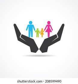 secure or save family under hand concept vector