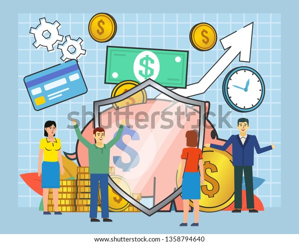 Secure Savings Deposit Banking People Stand People Business