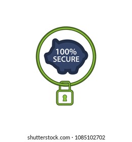 Secure savings icon, flat design. Illustrations protect your savings